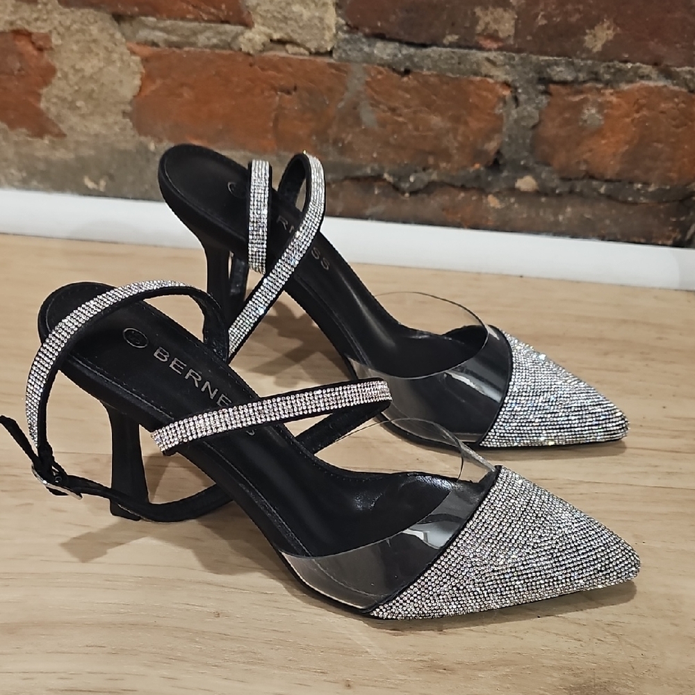 Silver and Black Women's Heels